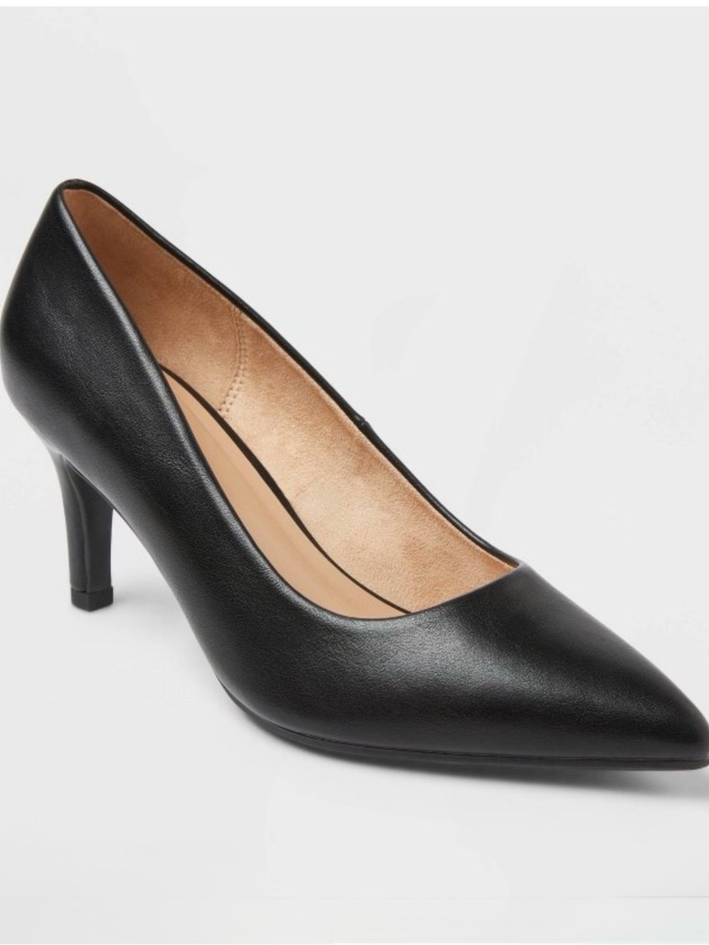 a new day Black Pointed-Toe Mid Heel Pump